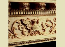 Centre block carving on Eagle mantelpiece