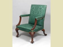 George II carved walnut, cabriole leg arm chair