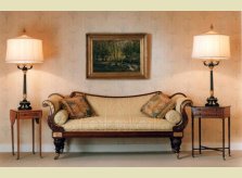 A selection of fine antique furniture, paintings, lamps and textiles on display in Hallidays' Oxfordshire showroom