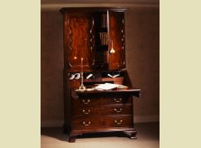 George II mahogany bureau bookcase with fine panelled doors